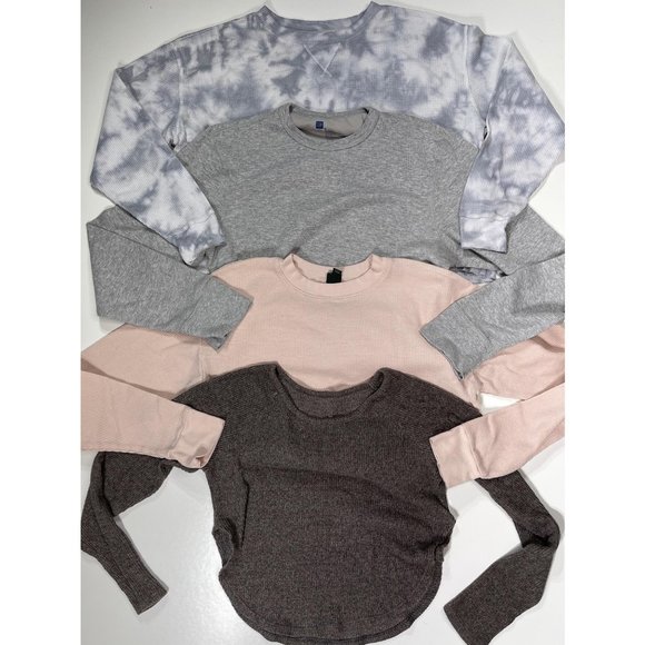 wild fable Tops - Long Sleeve Knit Shirts Bundle of 4 Tie Dye Waffle